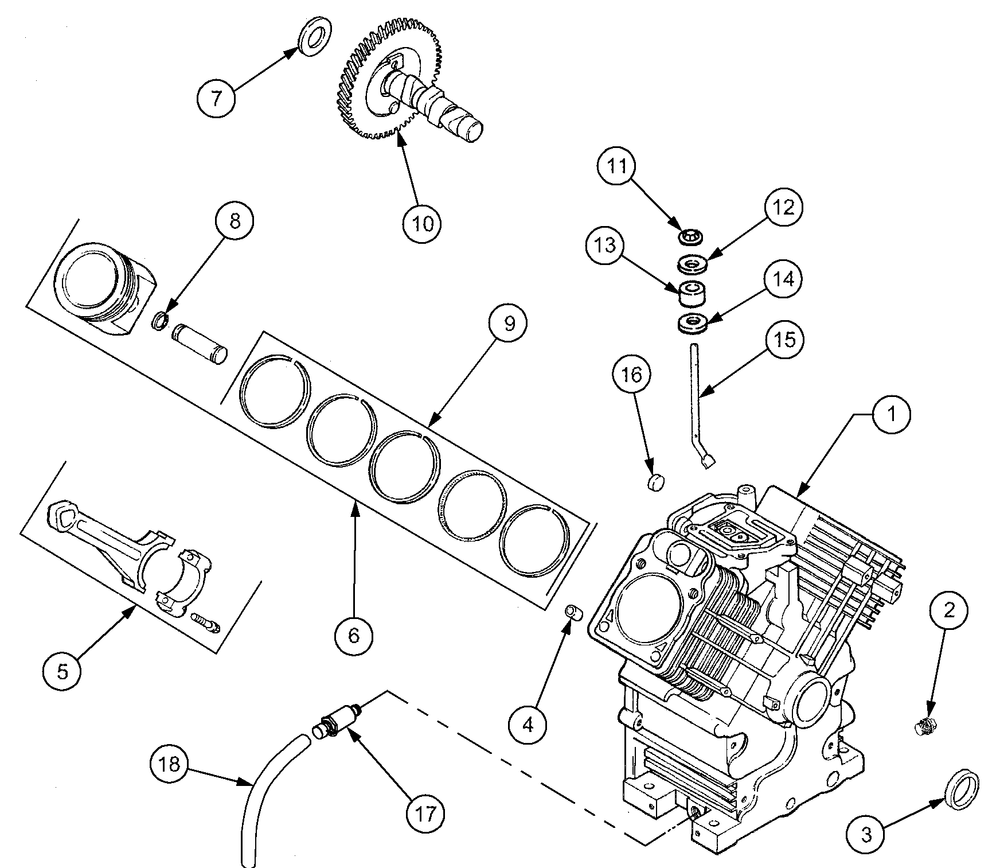 Crankcase (Kh-64638) Diagram and Parts List for 2518-44 13A208L100-13B288L100 Cub Cadet Lawn Tractor